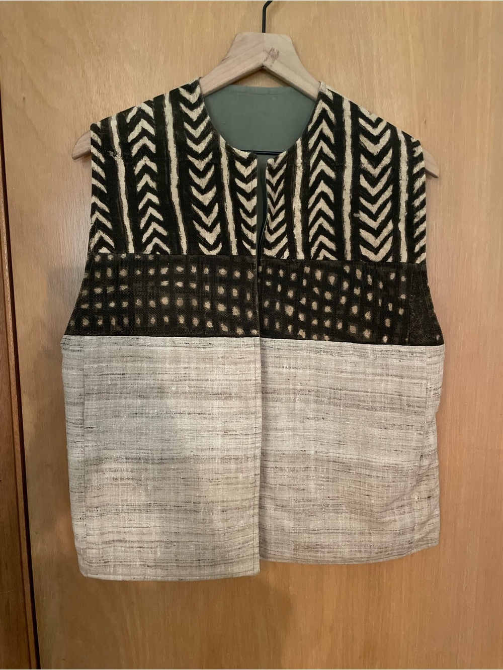Handmade MudCloth Natural Fiber Utility Vest Size M/L
